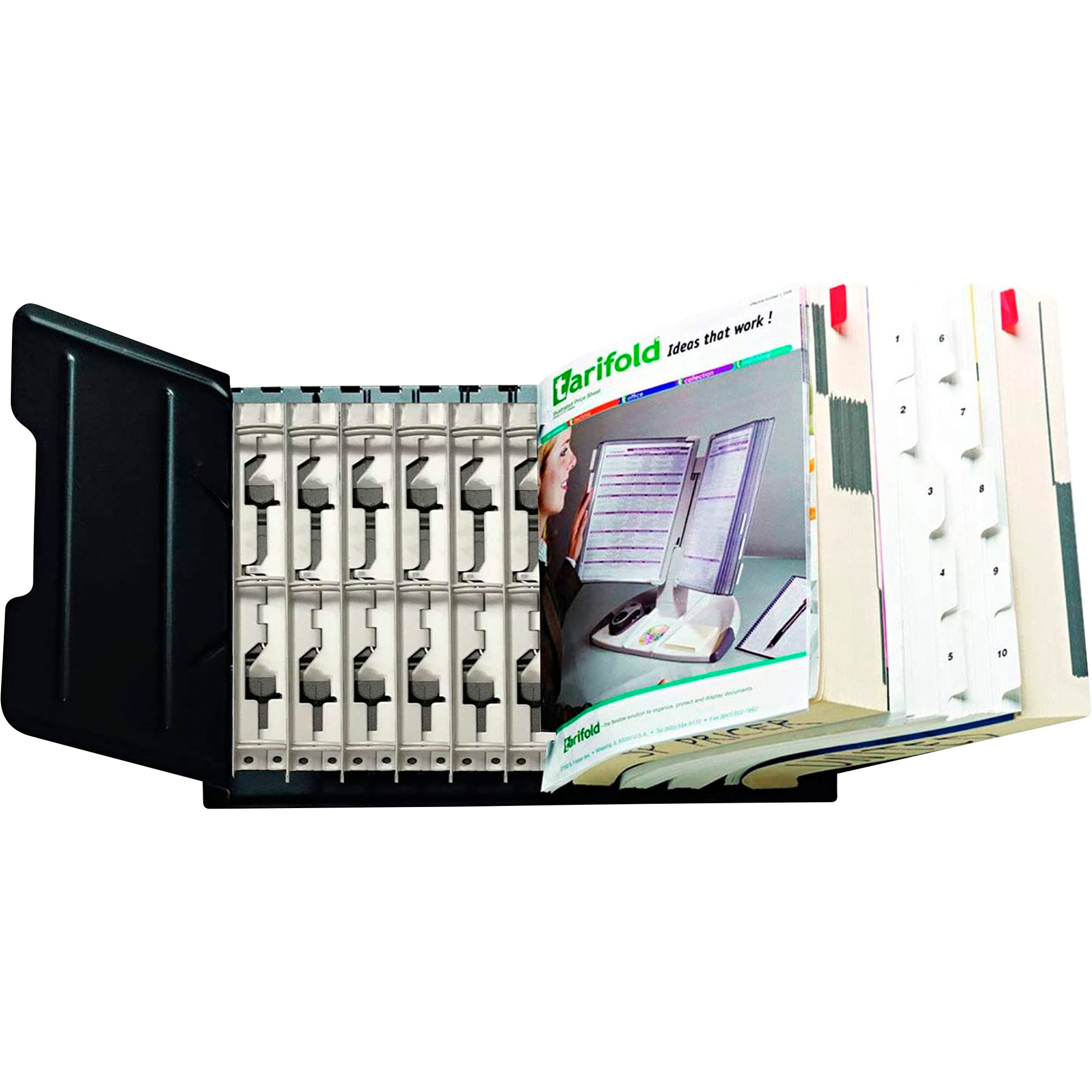 Tarifold 12-Section Catalog Rack Document Display Starter Kit, 1,000-Sheet Capacity, 14in.L x 14in.W, Model# 50511